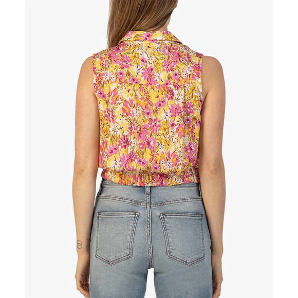 NEW KUT FROM THE KLOTH renata front twist top in pink/yolk - Picture 3 of 3